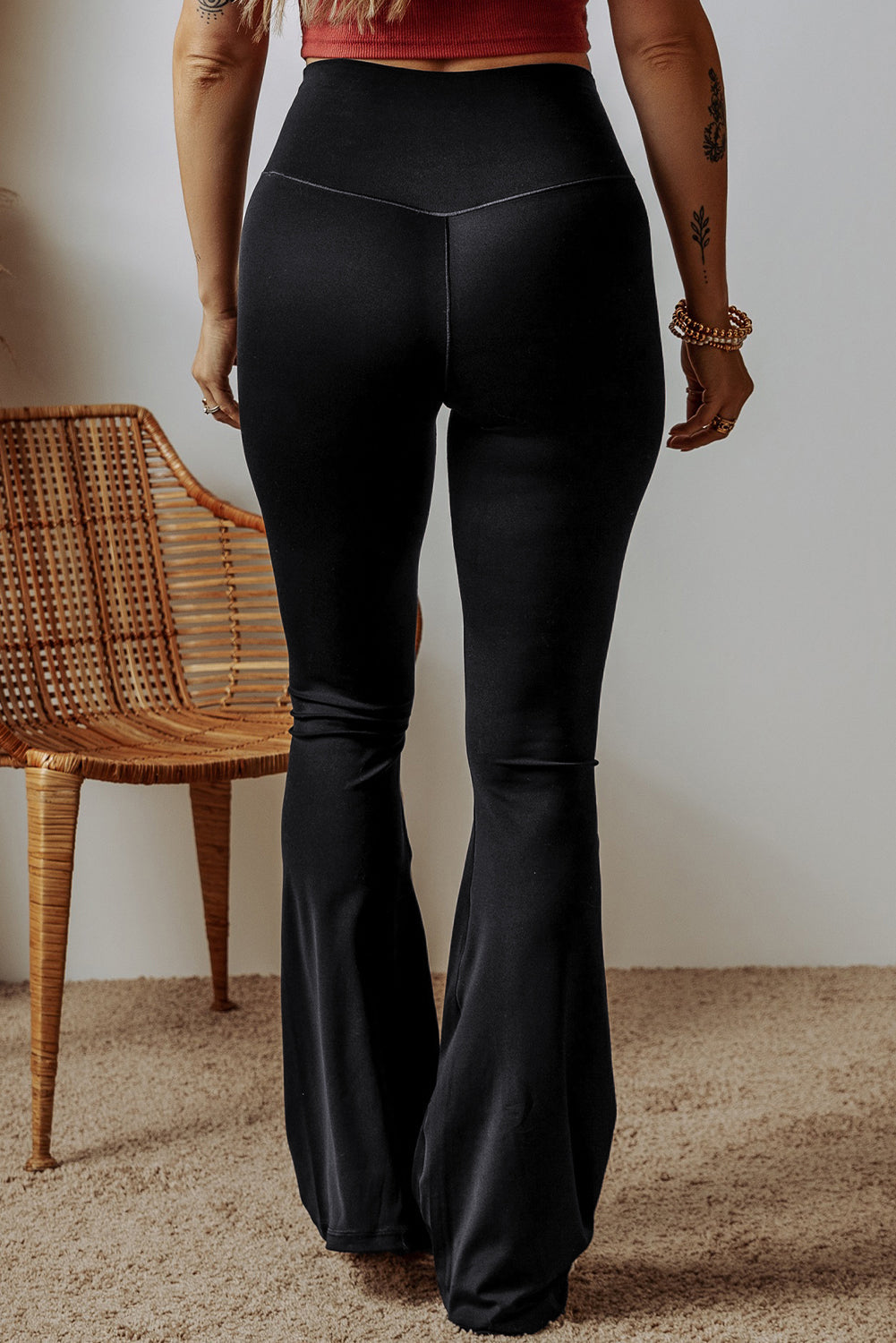 Criss Cross Waist Flared Leggings