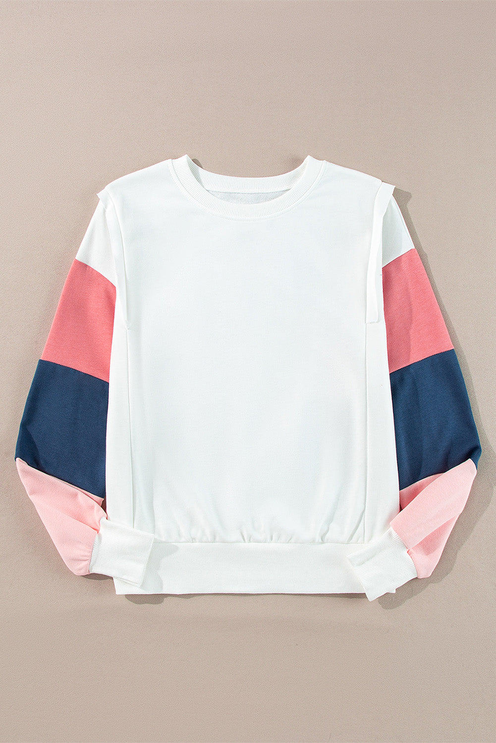 Ribbed Trim Long Sleeve Top