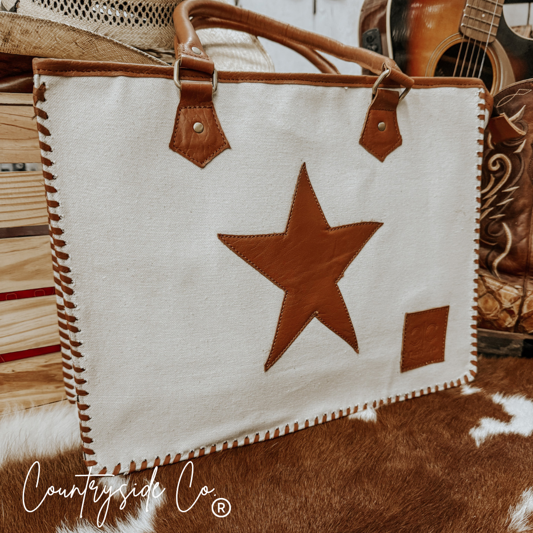 Vintage Patchwork Star Tote, Work Laptop Bag