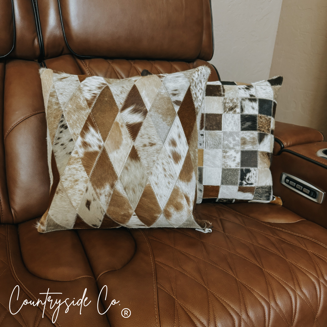 Diamond Cowhide Throw Pillow Cover
