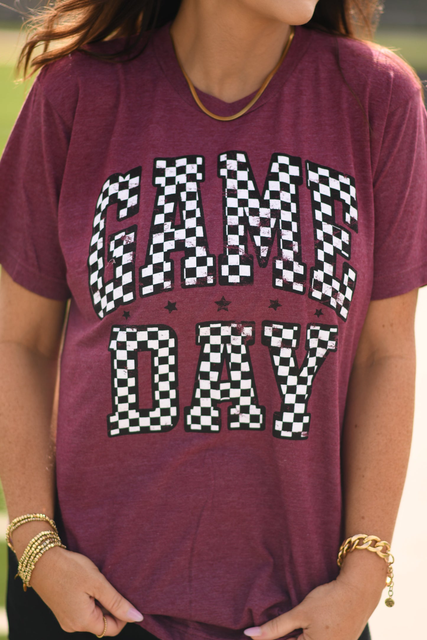 RTS Maroon Checkered Game Day Tee