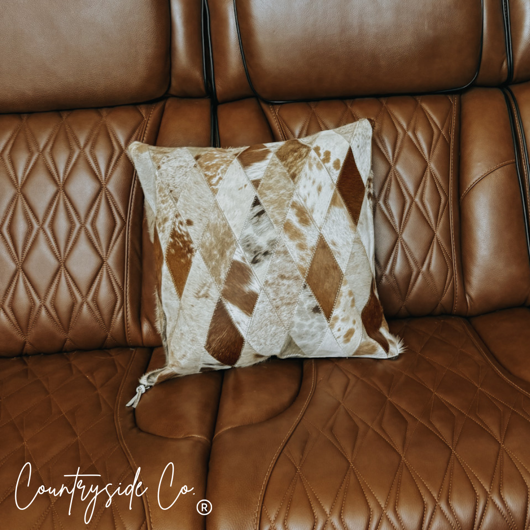 Diamond Cowhide Throw Pillow Cover