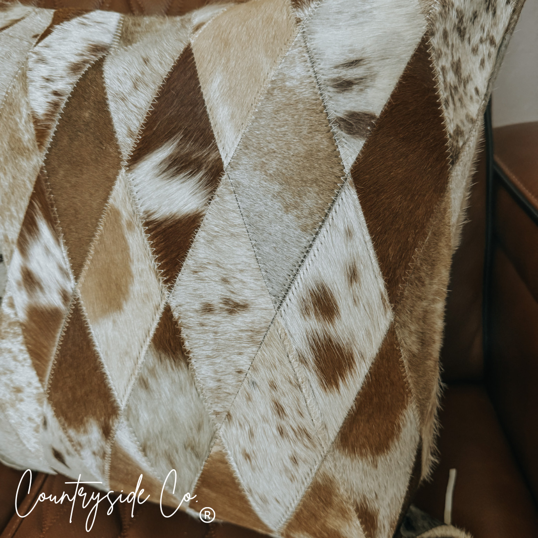 Diamond Cowhide Throw Pillow Cover