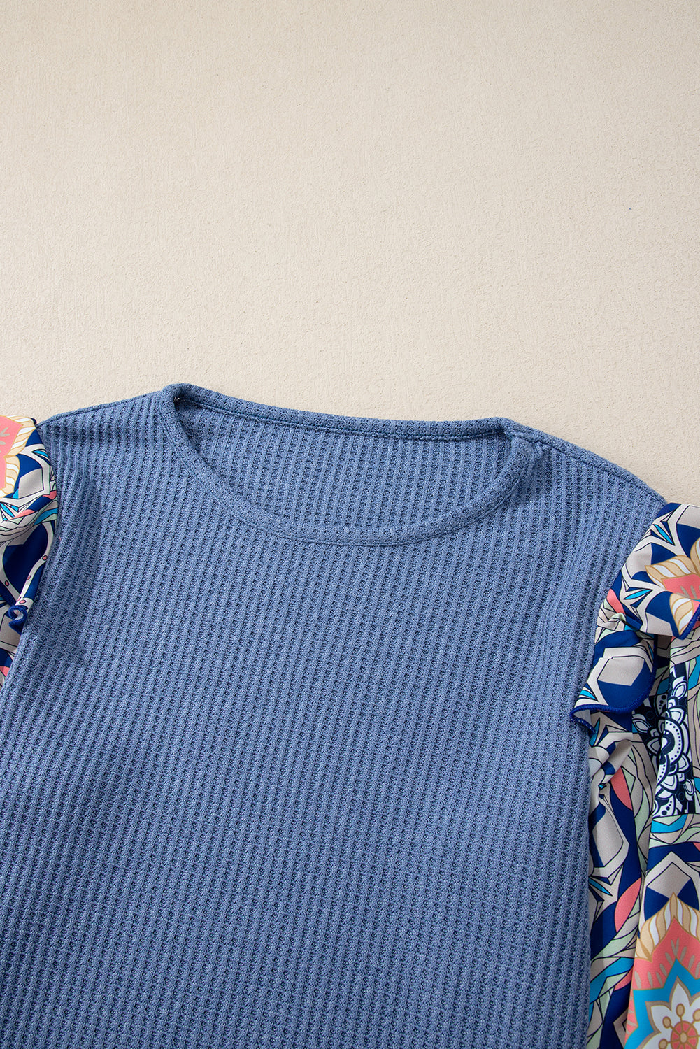 Waffle Floral Sleeve Top