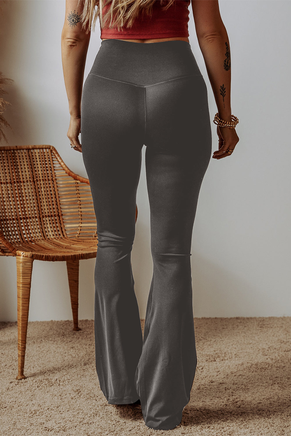 Criss Cross Waist Flared Leggings