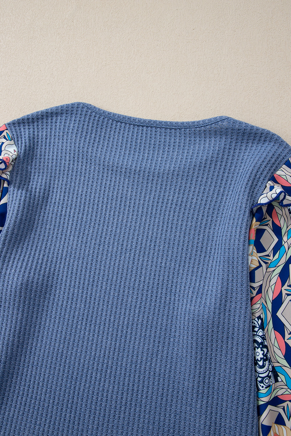 Waffle Floral Sleeve Top
