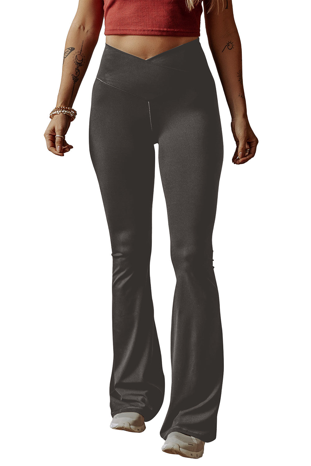 Criss Cross Waist Flared Leggings