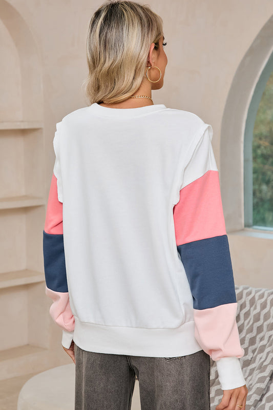 Ribbed Trim Long Sleeve Top