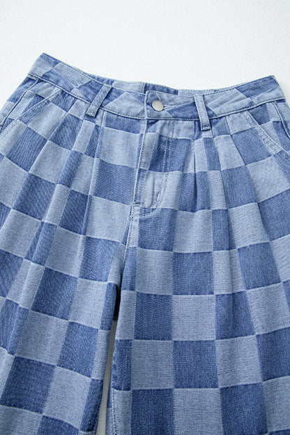 Checkered  Wide Leg Jeans