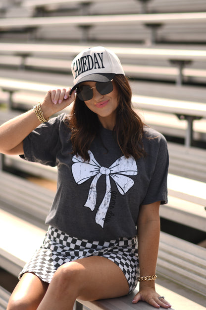 RTS Heather Charcoal Game Day Bow Tee