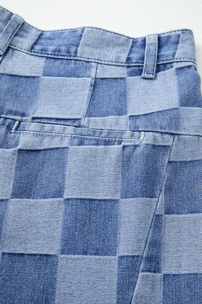 Checkered  Wide Leg Jeans