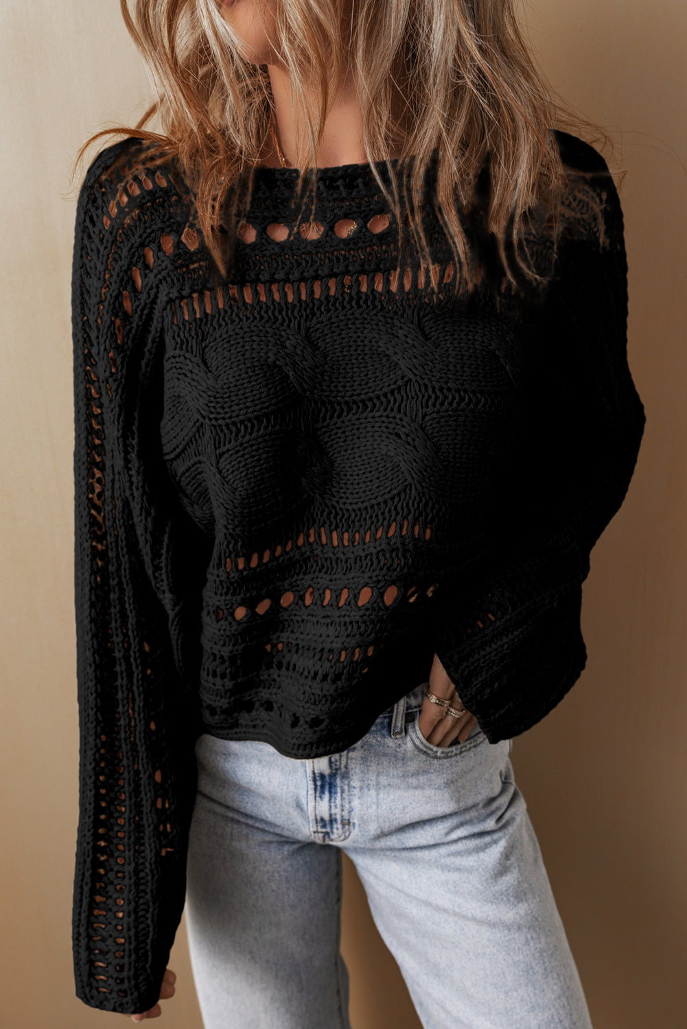 Cable Knit Cropped Sweater