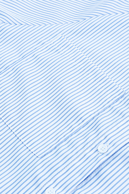 Stripe Shirred Cuff Shirt