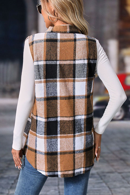 Plaid Sleeveless Vest Jacket