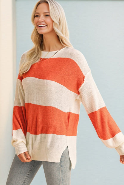 Colorblock V Neck Sweater