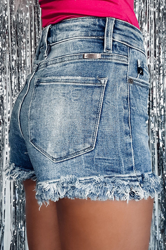 Liza Raw Hem High Waist Skinny Denim Shorts