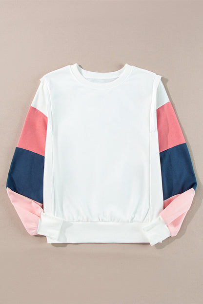 Ribbed Trim Long Sleeve Top