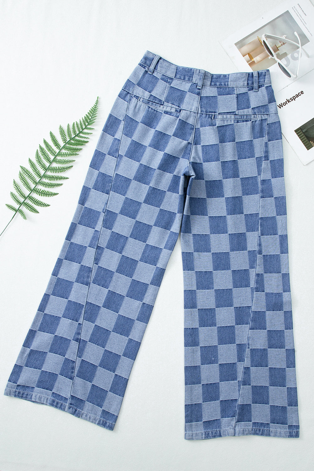 Checkered  Wide Leg Jeans