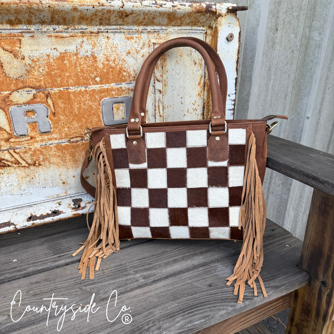 Canyon Check Cowhide Concealed Carry Purse