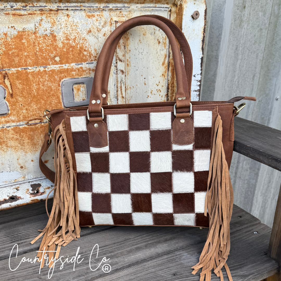 Canyon Check Cowhide Concealed Carry Purse