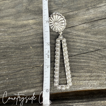 Navajo Dangle Statement Earrings Concho Accent