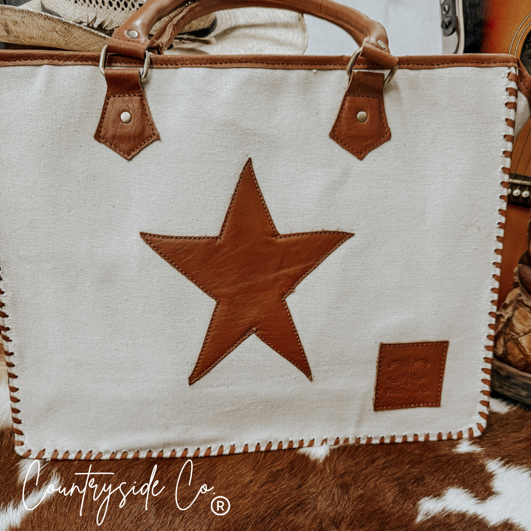 Vintage Patchwork Star Tote, Work Laptop Bag