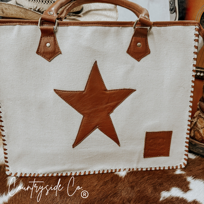 Vintage Patchwork Star Tote, Work Laptop Bag