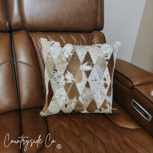 Diamond Cowhide Throw Pillow Cover