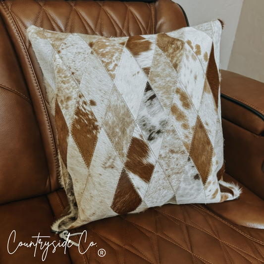 Diamond Cowhide Throw Pillow Cover