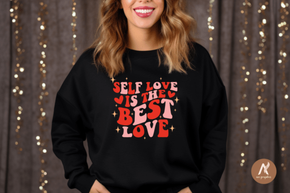 Self Love is the Best Love Wavy Red and Pink  | Comfort Colors Tee or Gildan Crewneck Sweatshirt