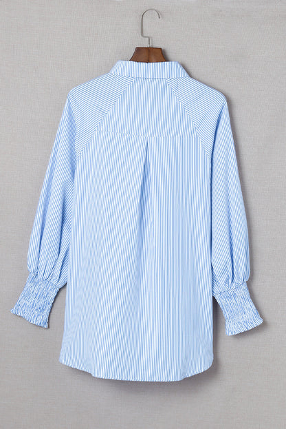 Stripe Shirred Cuff Shirt