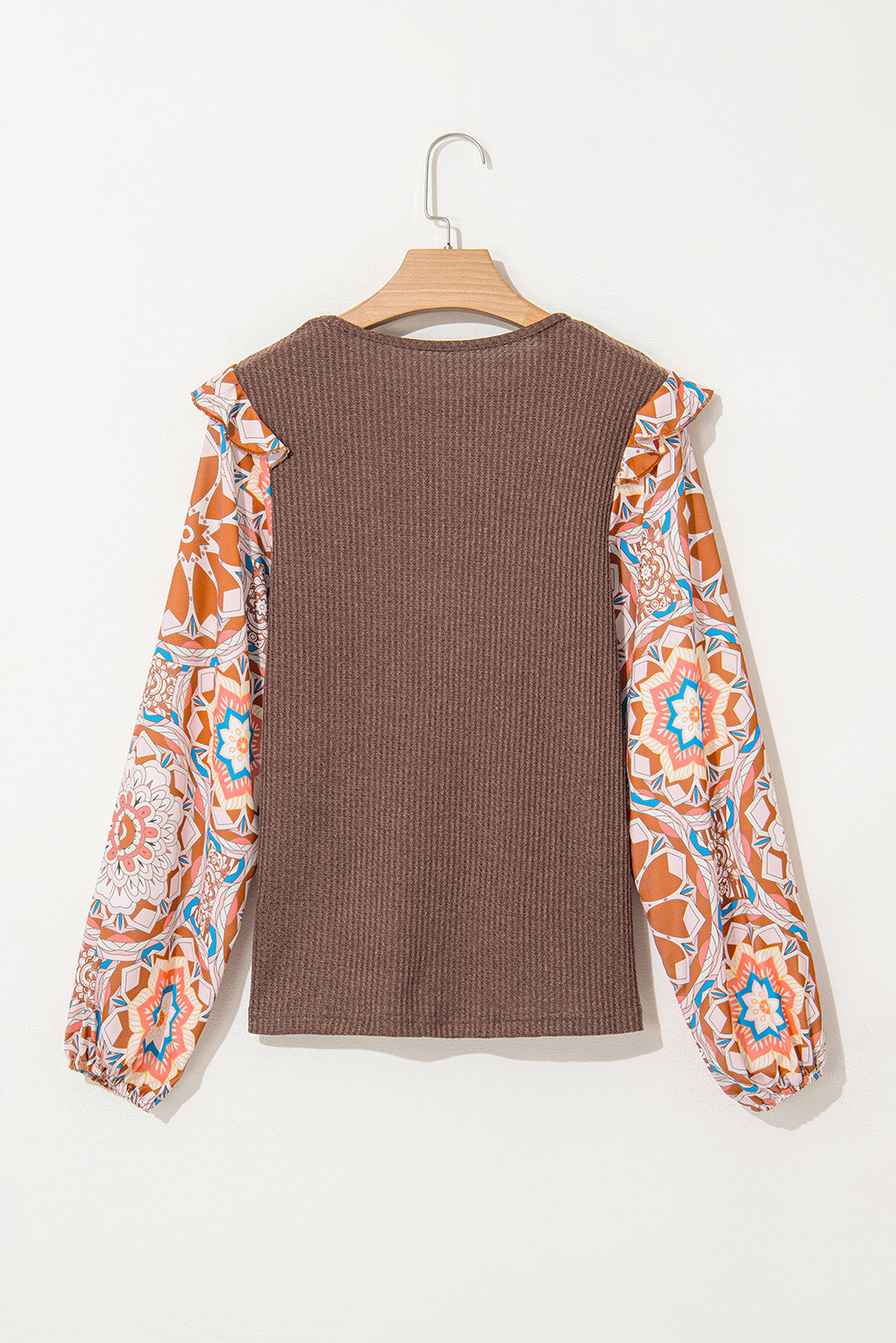 Waffle Floral Sleeve Top