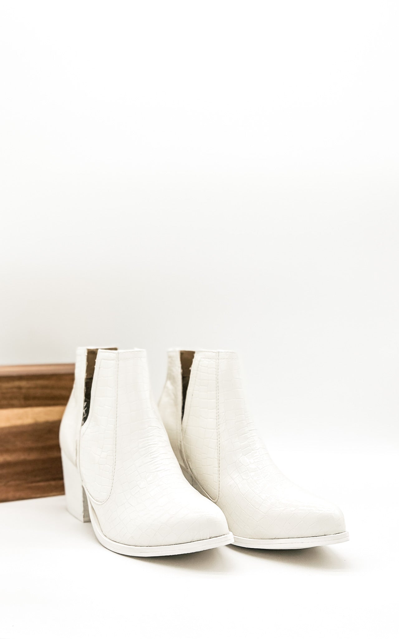 Tarim Booties in White Croc - Rural Haze