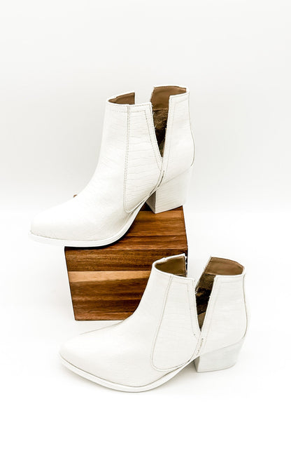 Tarim Booties in White Croc - Rural Haze