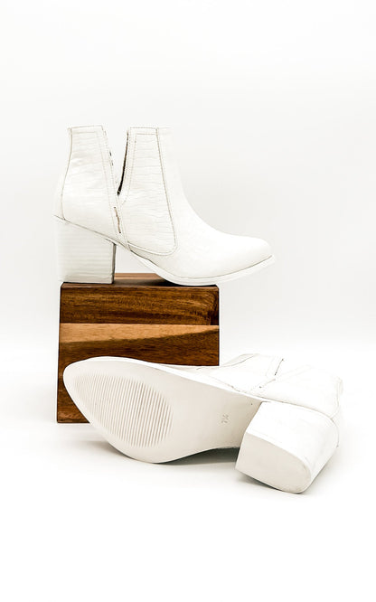 Tarim Booties in White Croc - Rural Haze